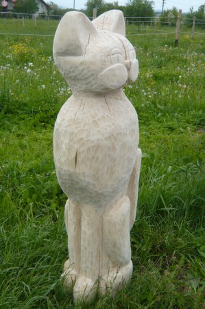 Kočka zahradní dekorace- 130cm- lípa, zatím ošetřeno lignofixem